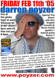 Darren Poyzer live at The Globe, Friday Feb 11th 2005 - Poster