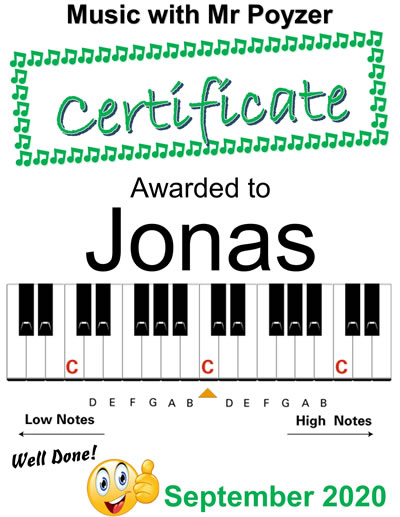 September 2020 Certificate