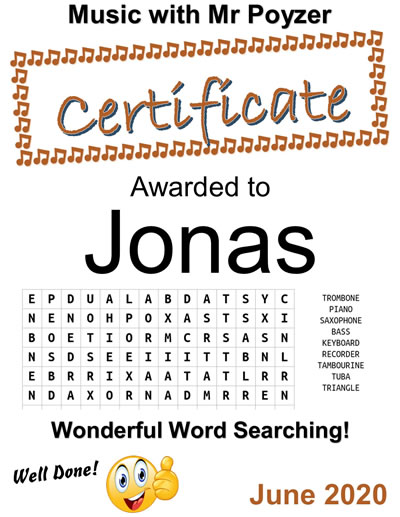 June Certificate 2020