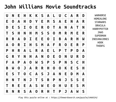 John Williams Word Search