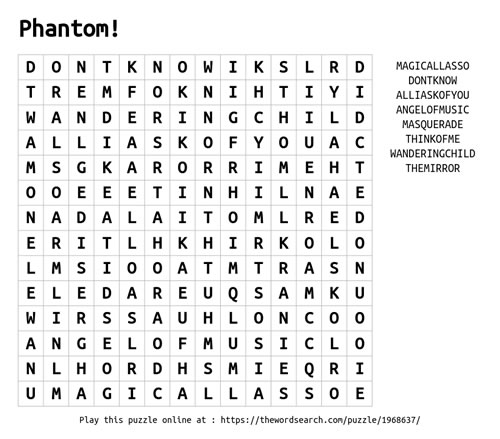 Phantom word search