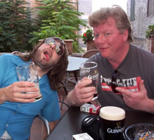 Damien Bracken, with Oreste Gargaro drinking Guiness in Perugia